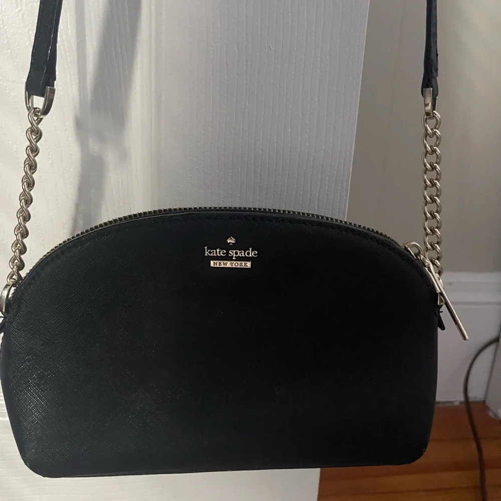 Small Black Leather Kate Spade Crossbody Bag - Picture 1 of 5
